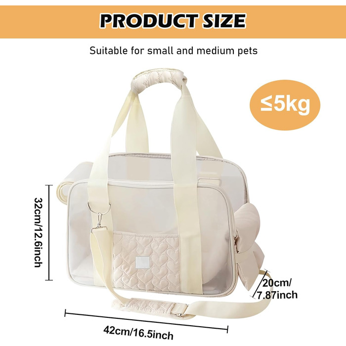 Транспортувальна сумка для собак та котів до 5 кг – Легка та дихаюча переноска для маленьких собак та котів, з ременем безпеки та кишенями, ідеальна для автомобіля, подорожей та активного відпочинку