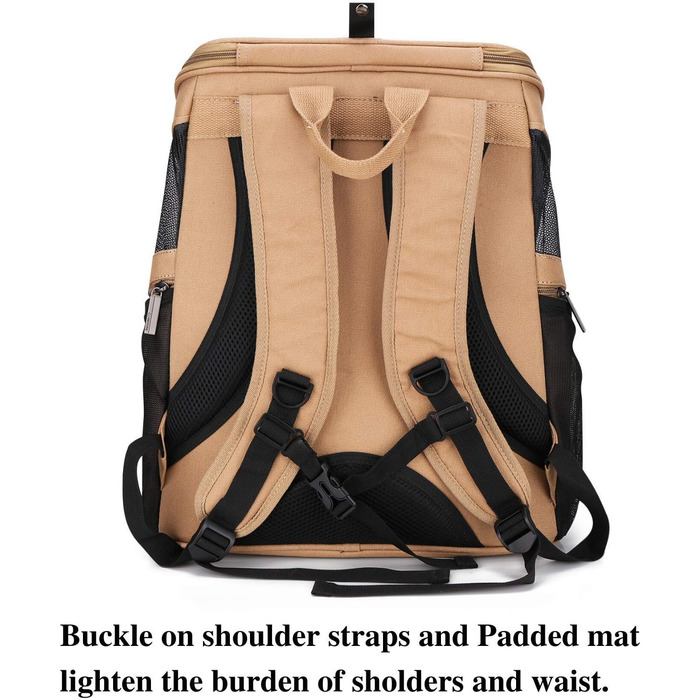 Рюкзак для кота та собаки Lollimeow - великий, для подорожей, Khaki, 38x30x45 см