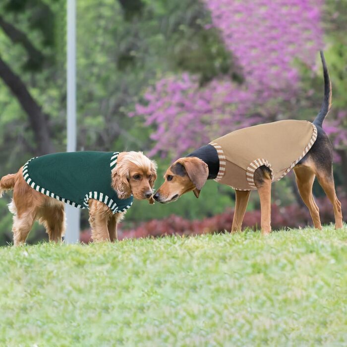 Сорочка для собак Katzinst (2 шт.) - сонцезахист, дихаючий матеріал, для середніх собак, французького бульдога, розмір L (зелений хакі)