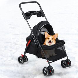 Дитяча коляска для тварин Cukoekim: для собак та котів, з балдахіном та подвійними гальмами