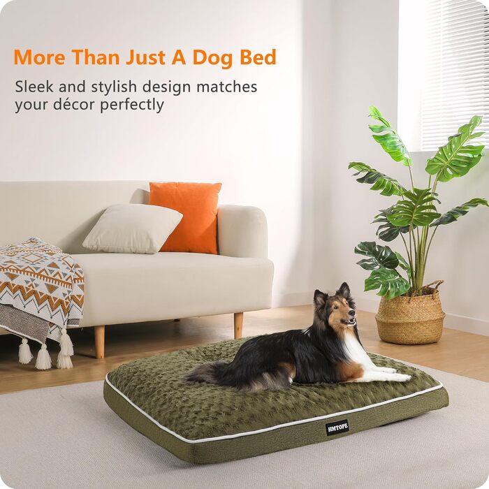 Ортопедичне ліжко для собак, матрац для собак з двоярусним дизайном, миється, знімний кошик для собак, 90 см для собак маленьких та середніх порід (89 x 59 x 10 см, оливковий)