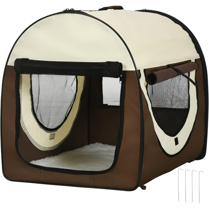 Складаний бокс для транспортування собак Pawhut XXL, 97x71x76 см, кава-крем, переноска для тварин