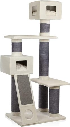 Котячий будиночок Kratzbaum Maine Coon 209 XXL - міцна кігтеточка для котів з товстими сизаловими стовпами (20 см), великий та стійкий, котячий будиночок, комплекс для лазіння, меблі для котів (бежевий)