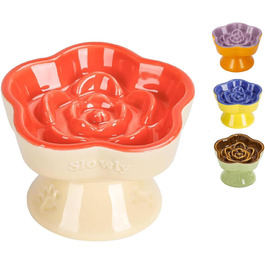 Миска для собак та котів Antischlingnapf, миска протиковтання, керамічна миска для собак та котів (Morgenblüte, Лимонний апельсин)