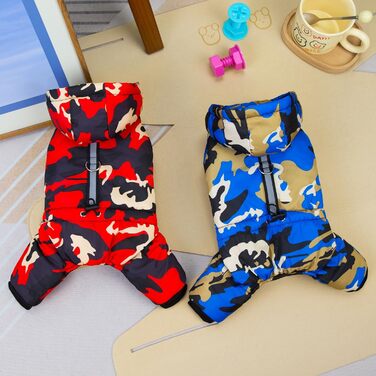 Теплий зимовий куртка-комбінезон для собак Izefia, блакитний, бавовна, для маленьких та середніх собак, XXL (довжина спини 37 см)