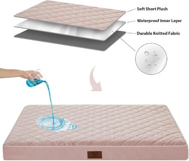 Ортопедичне велике собаче ліжко WNPETHOME, водонепроникне, рожеве, 61 x 43 x 4 см