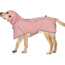 Дощовик для собак Sugiifamy, регульований, водовідштовхуючий, з відбиваючими смугами, рожевий, розмір L