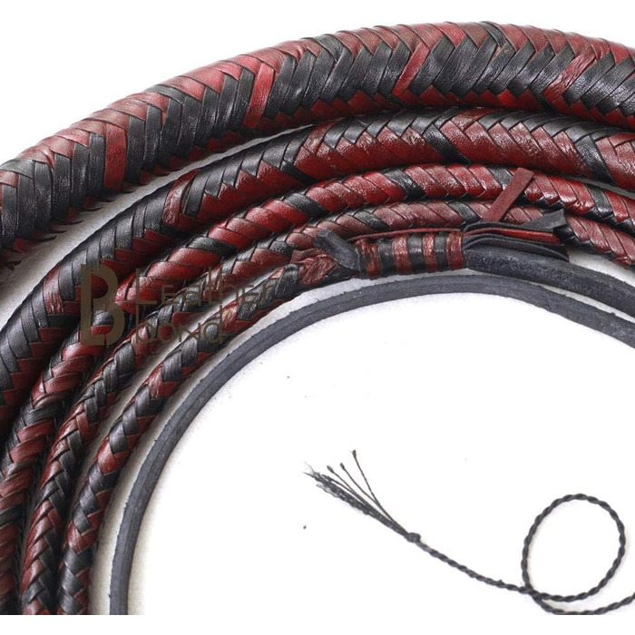 Бич для тренувань з кенгурячої шкіри, 4.6 м, 16 плетінь, для розвитку розривів, спорту, шкіряного живота та шкіряної ролики всередині, червоний та чорний
