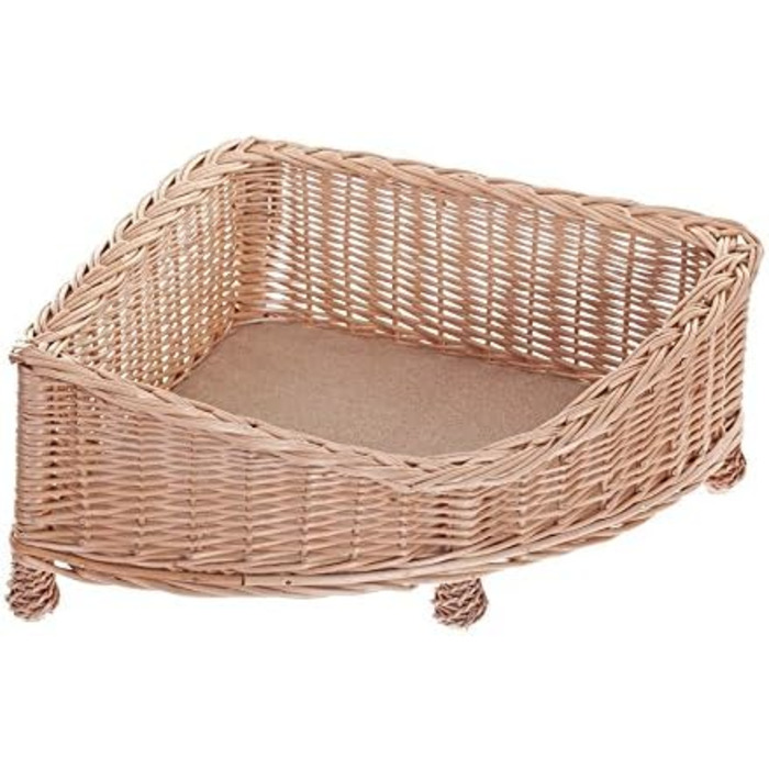 Лежанка для собак та котів з ротангу з м'яким матрацом, 53x53 см, H14/25
