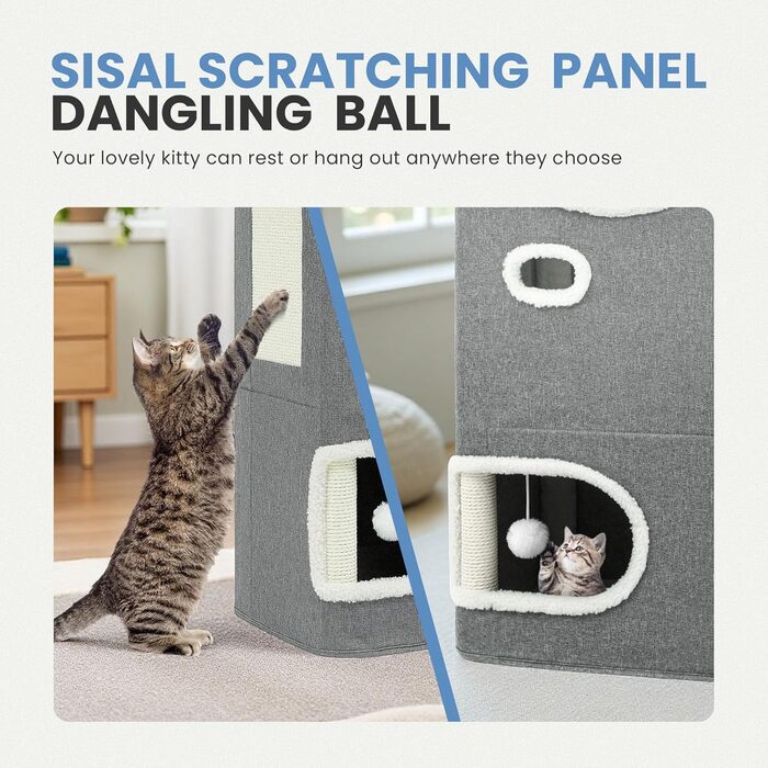 Кіт-будинок для дому, розкладний, великий, з когтеточкою для полиці, кіт-будинок-печера, ліжко-печера для котів, кігтеточка, кіт-будинок-бочка, для лазіння, з опорами