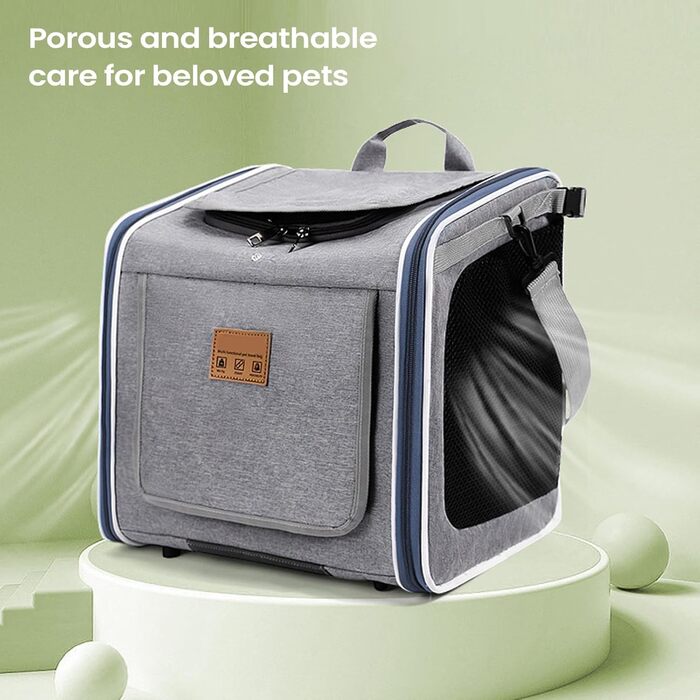 Фарбований кошик для собак - кошик для велосипеда, переносник для домашніх тварин, посилений рюкзак, розширюваний, м'який велосипедний рюкзак з 4 відкритими дверцятами | 4 сітки для маленьких собак, котів, цуценят - сірий