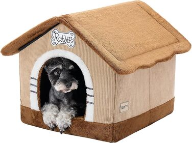 Будиночок для собак Jiupety Indoor з каркасом, затишне ліжко з дахом для великих собак (27-45 кг), розмір 3XL 97x76x71 см, коричневий