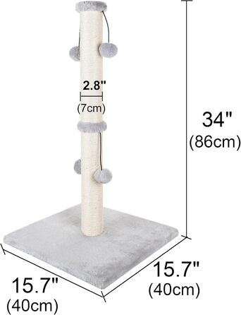 Дім-кігтеточка для великих котів Dimaka, 86 см, з іграшкою, сірий колір