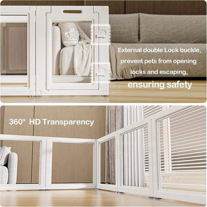 Акриловий вольєр для тварин (8 шт.), 60 см, для цуценят, кроликів, котів, свиней. Міцний, легко миється, для дому.