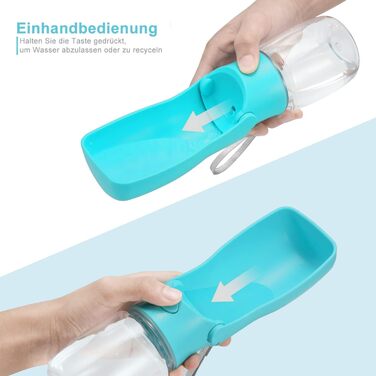 Водяна пляшка для собак на прогулянку 570мл або 350мл. Пляшка-поїльник для цуценят, малих, середніх та великих собак. Колір: блакитний