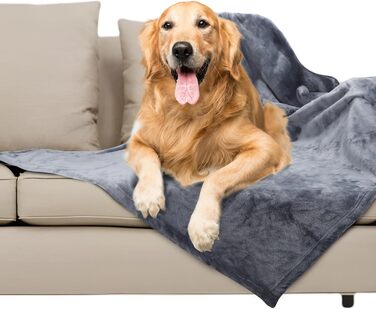 Водонепроникна флісова ковдра для собак XXL Nobleza 203x152 см, м'яка і пухнаста, для котів та собак, двосторонній захист дивану, машинне прання, сіра