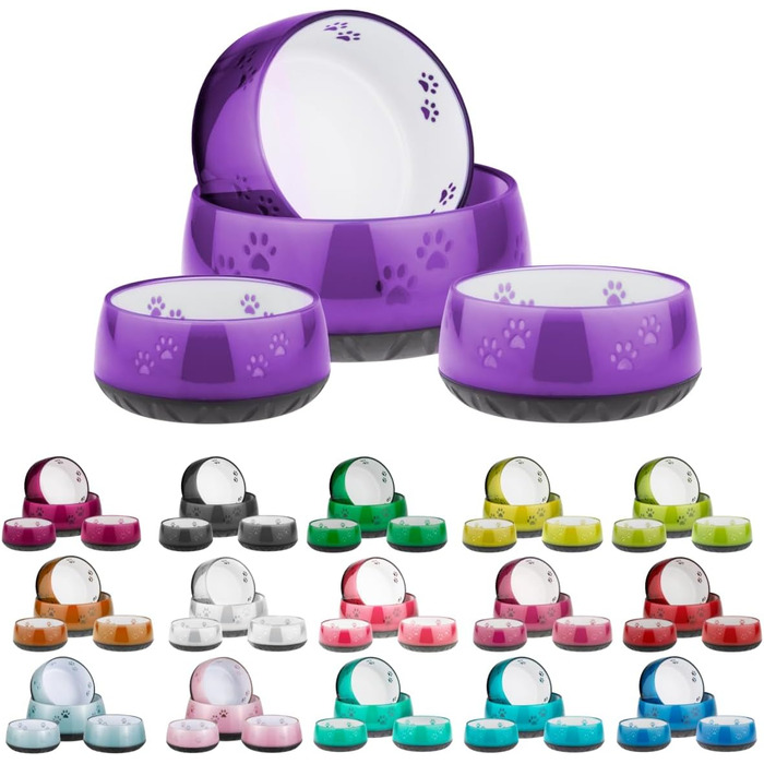 Миска для собак EHASO з лапками - годівниця та миска для води для маленьких та великих собак (330 мл, фіолетова)