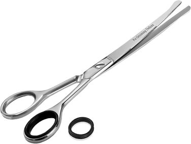 Ножиці для собак з вигнутим лезом - професійні ножиці для грумінгу собак з мікро-дрібною зубчастим лезом