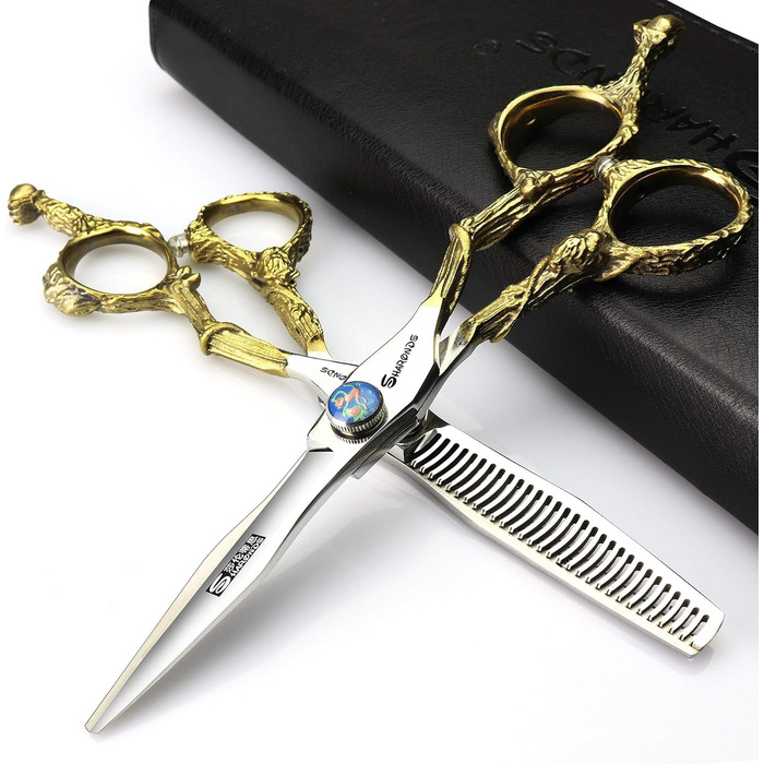 Професійна перукарська ножиці, японський сталь 440C, для перукарів та майстрів, сріблясті (набір)