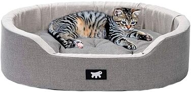 Крісло-ліжко для собак Ferplast - м'яке ліжко для маленьких собак з антибактеріальним захистом, бавовна, 55 x 41 x 15 см, сірий колір