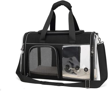 Транспортна переноска для собак та котів, чорна, 48x29x30 см, складана переноска для тварин