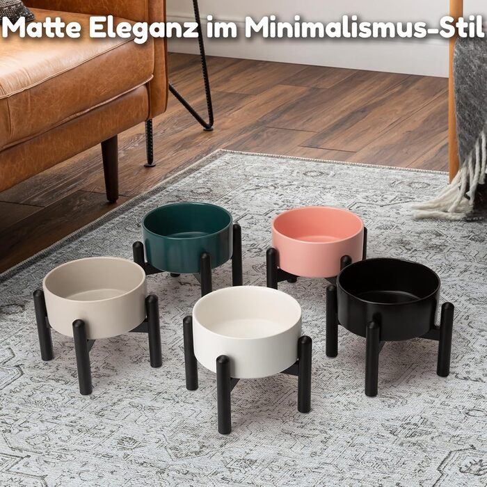 Підвищена годівниця для собак, керамічна миска для корму з нержавіючою підставкою - для маленьких та середніх собак, діаметр 15,5 см, об'єм 850 мл, білий колір