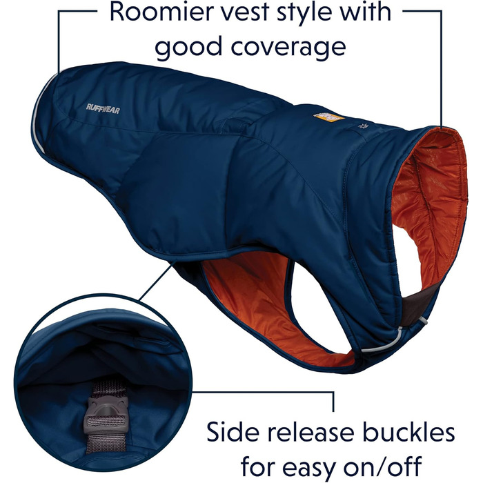 RUFFWEAR Quinzee Jacket - Зручна зимова куртка для собак, XX-Small, Blue Moon