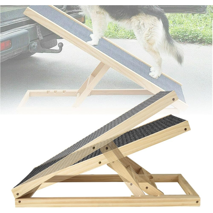 Сходинки для собак, складані, 100 см, регульована висота, дерев'яна рампа для собак, для дивана, авто, ліжка, з антиковзким покриттям