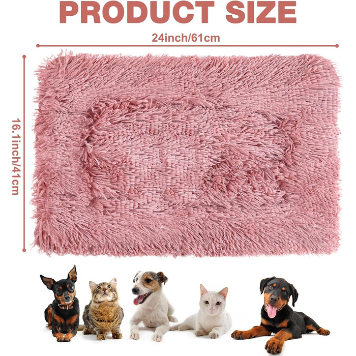 М'який килимок для собак та котів MICOOYO, 61x41 см, білий+рожевий, для маленьких собак, кошенят, миючий