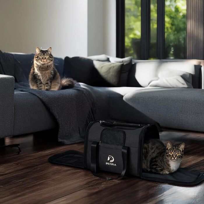 Транспортна сумка для котів та собак Petula Katzentasche & Hundetasche, чорна, до 13 кг