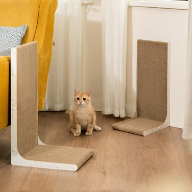 Кігтеточка для котів Conlun, L-подібна, 58 см, білий колір, для захисту меблів