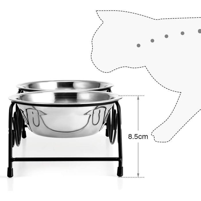 Набір мисок для котів та собак, підняті миски з нержавіючої сталі, 2 шт.