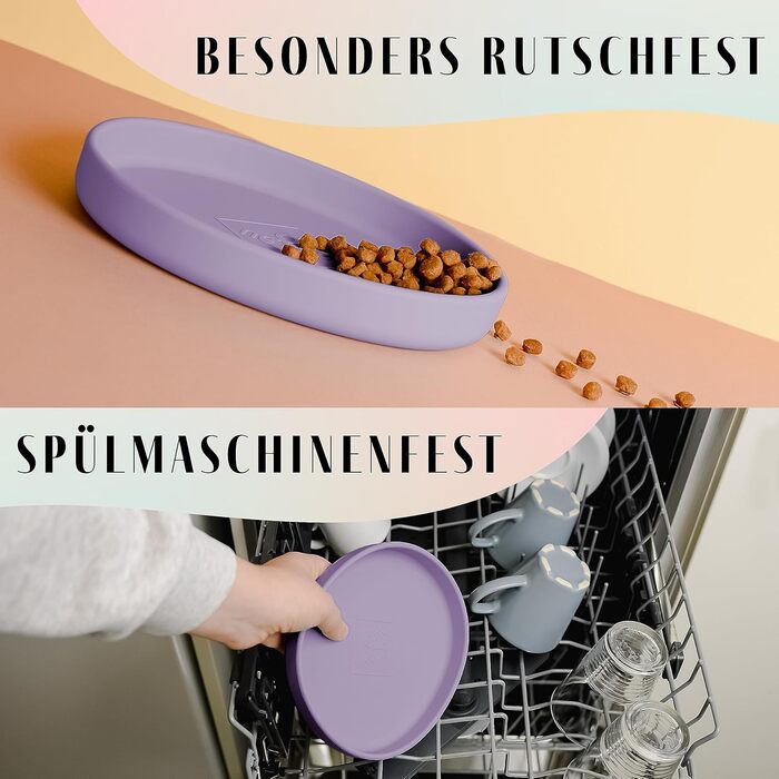 Миска для котів [nala Collection] - широка силіконова миска для корму | миска для котячого корму | силіконова тарілка для котів (холодний ліловий)