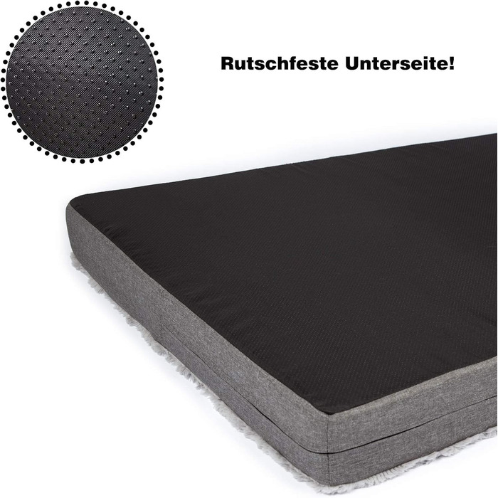 Ортопедичний килимок для собак CopcoPet Lucky Hundematratze: ковзний, миючий, з м'якого штучного хутра, 100 x 80 x 10 см, сірий