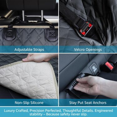 Захисний чохол на заднє сидіння для собак Lassie XL, автомобільна гамак для великих SUV та пікапів, сумісний з F150 F250/Chevrolet Silverado/Ram Pickup/GMC Sierra/Toyota Tundra та Crew Cab (Прозорий чорний + бежева окантовка)