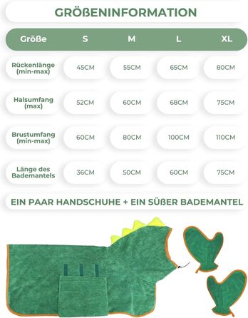Рушник для собак з мікрофібри, халат для собак, швидковисихаючий, регульований, для великих, середніх та малих собак/котів (зелений, M)