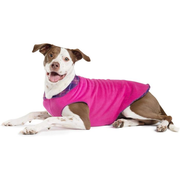 Теплий пуловер для собак Gold Paw Duluth з двошарового флісу - м'який, теплий одяг для собак з 4-стороннім розтягуванням, придатний для прання в машині, універсальний, кольори: малина/фуксія, розмір 18