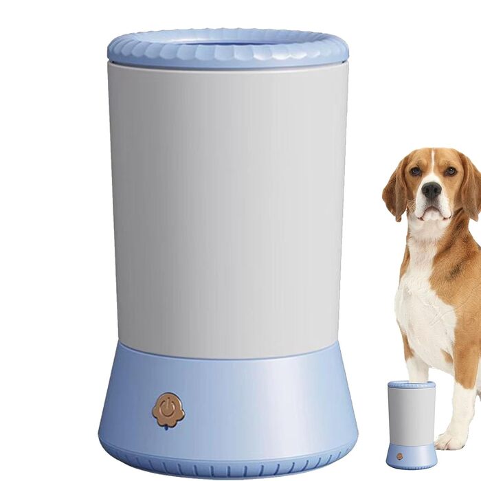 Миска для миття лап домашнім тваринам, мийка для лап собак | Силіконовий очищувач лап для маленьких, середніх та великих собак, вологостійка миска, м'яка щітка, блакитно-білий колір