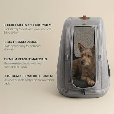 Переноска для тварин Tavo Crispin Large: Автопереноска для собак та котів, ISOFIX, 360° вентиляція, складна, 2 матраци, колір Merle