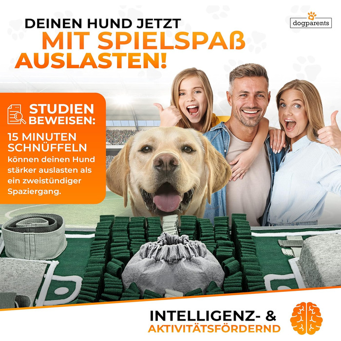 DOGPARENTS Снюфіл-килим для собак Футбольне поле, 8 елементів, міцна іграшка для малих і великих собак, спортивна арена, інтелектуальна іграшка, зелена