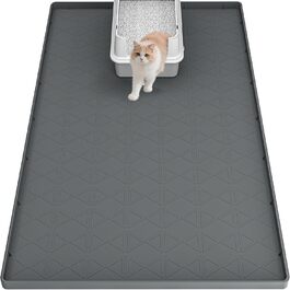 Килимок для котячого туалету з силікону, 86.4 x 55.9 см, вологостійкий, неслизький, сірий