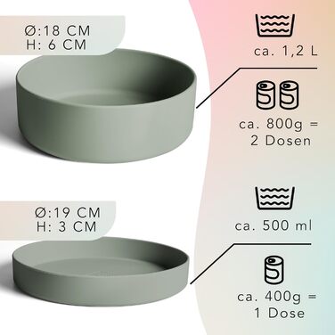 Силіконовий миска для собак ne&no® 1200 мл з кришкою | для маленьких та середніх собак | герметична, нековзна, набір sage green