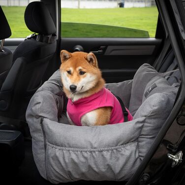 Автокрісло для собак JACKO & CO Premium, сіре, для тварин до 15,9 кг, з підстібкою та поводовцем