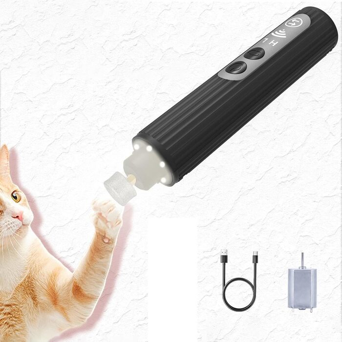 Шліфувальник для собачих кігтів | 3-ступеневий акумуляторний портативний LED | Шліфувальник для лапок, інструмент для собак - для дорослих, сім'ї, друзів, жінок та чоловіків, чорний