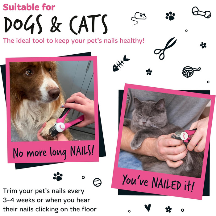 Триммер для собак та котів Bugalugs – безпечний набір для підстригання кігтів з пилочкою, S-M