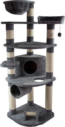 Дряпка для котів Dehner Edda 180x60x60 см, сірий, сизаль/плюш