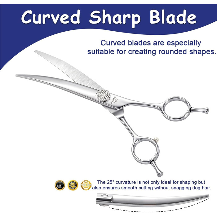 Професійна вигнута коса для грумінгу собак та котів, 440C сталь, 20.3 см