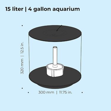 Акваріум biOrb TUBE 15 LED чорний 15 л, 360° декор, акрил, повний комплект з LED-підсвіткою, фільтром і керамічним дном