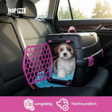 Транспортний бокс Happet Tiertransportbox Teddy M Темно-сірий 56x37x37 см – Міцний, добре провітрюваний бокс для котів та маленьких собак, портативна переноска для подорожей