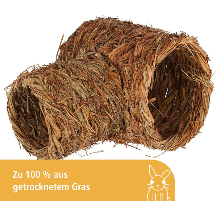 Тунель для гризунів Kerbl Pet, 2-шт., натуральна трава, Ø18x24см + Ø24x30см